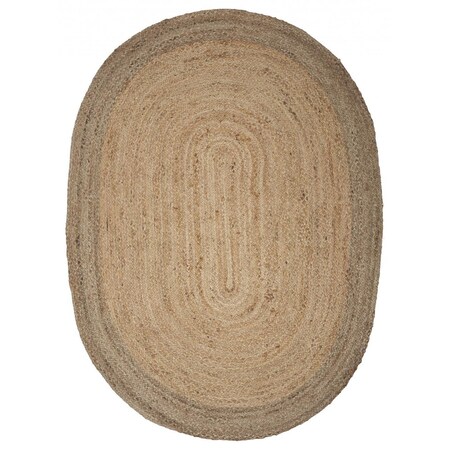 Homeroots 7 ft. Natural Toned Oval Shaped Area Rug 395174
